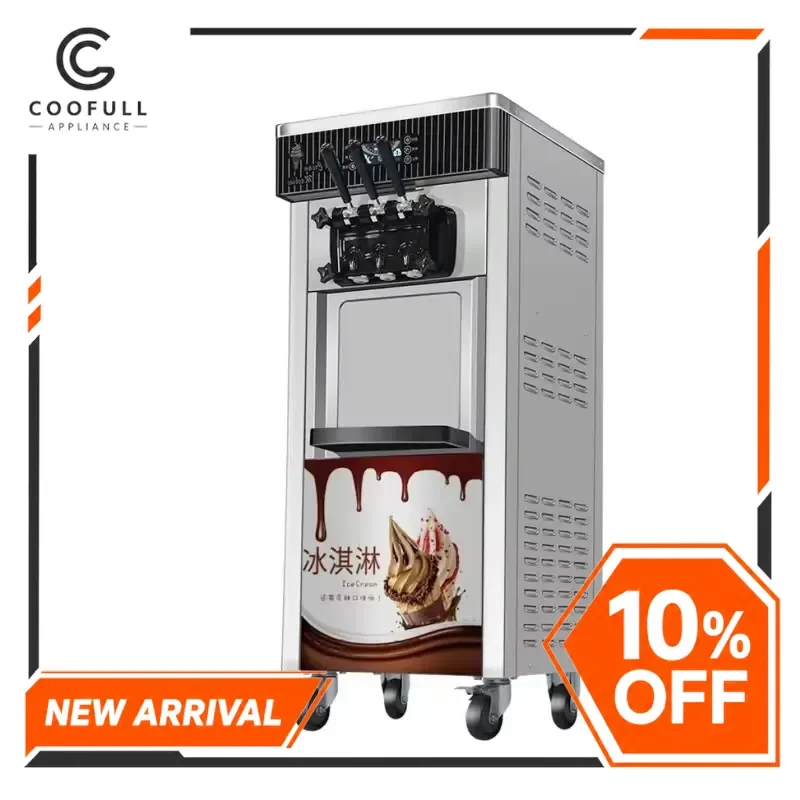 Commercial Ice Cream Machine Automatic Soft Serve Maker Stainless Steel Dessert Shop Restaurant Equipment High Capacity