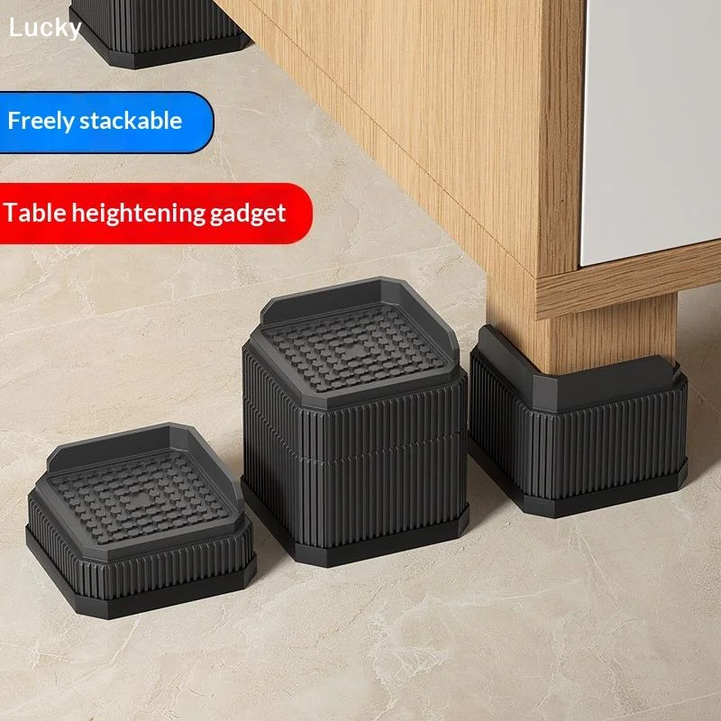 4Pcs Heavy-Duty Furniture Foot Pad Square Non-slip Bed Lifts Risers Adjustable Bed Lifter RefrigeratorLivable Decoration