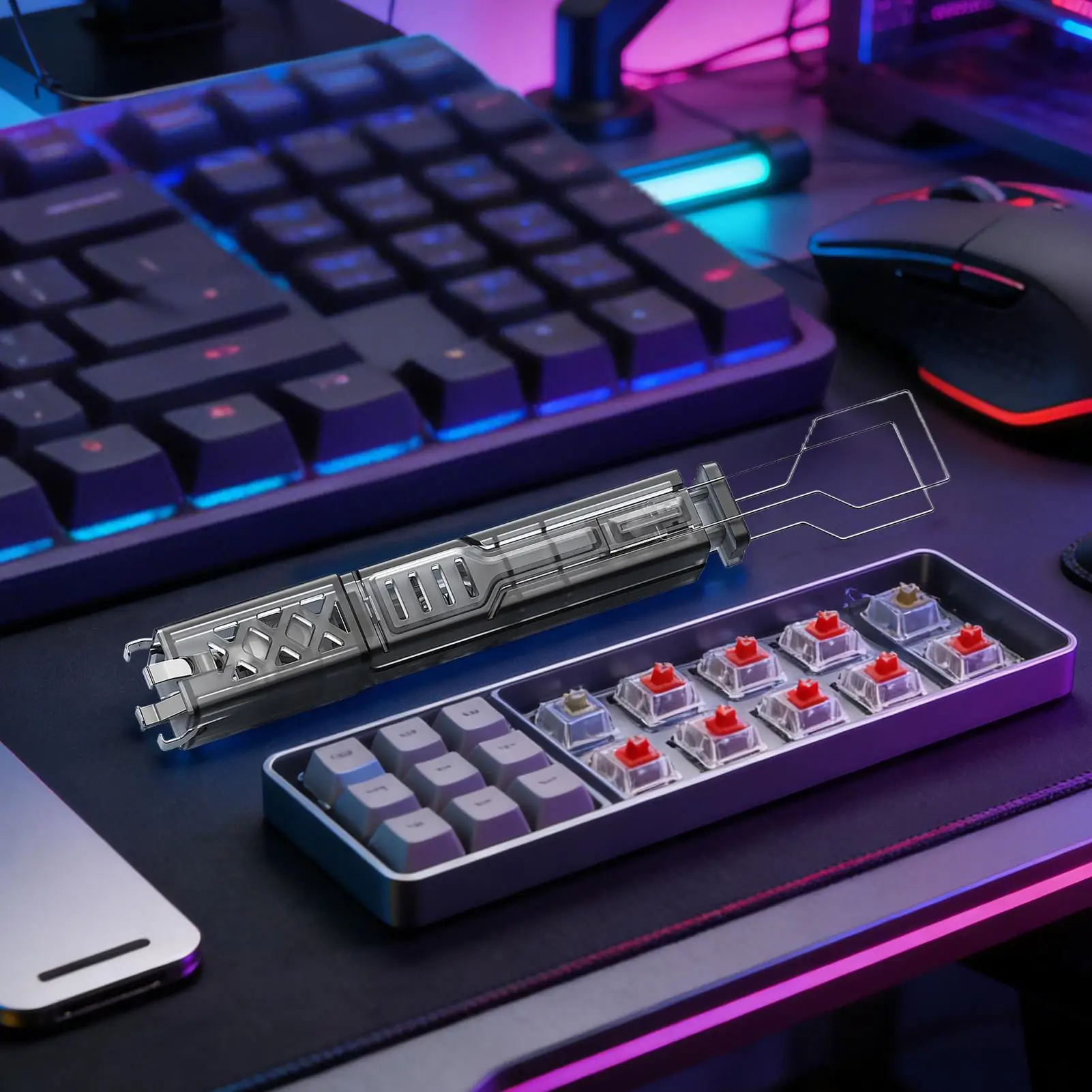 

Инструмент для снятия клавиш из нержавеющей стали, съемник переключателей клавиатуры, инструмент для снятия колпачков клавиш для механических игровых клавиатур с возможностью горячей замены