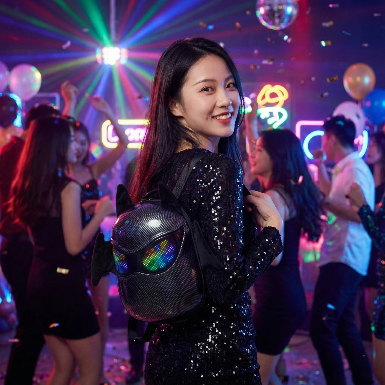 

Милый мини-рюкзак со светодиодной подсветкой и крыльями, маленькая сумка с пиксельным дисплеем в твердом корпусе, легкий рюкзак с управлением через приложение, умная анимация