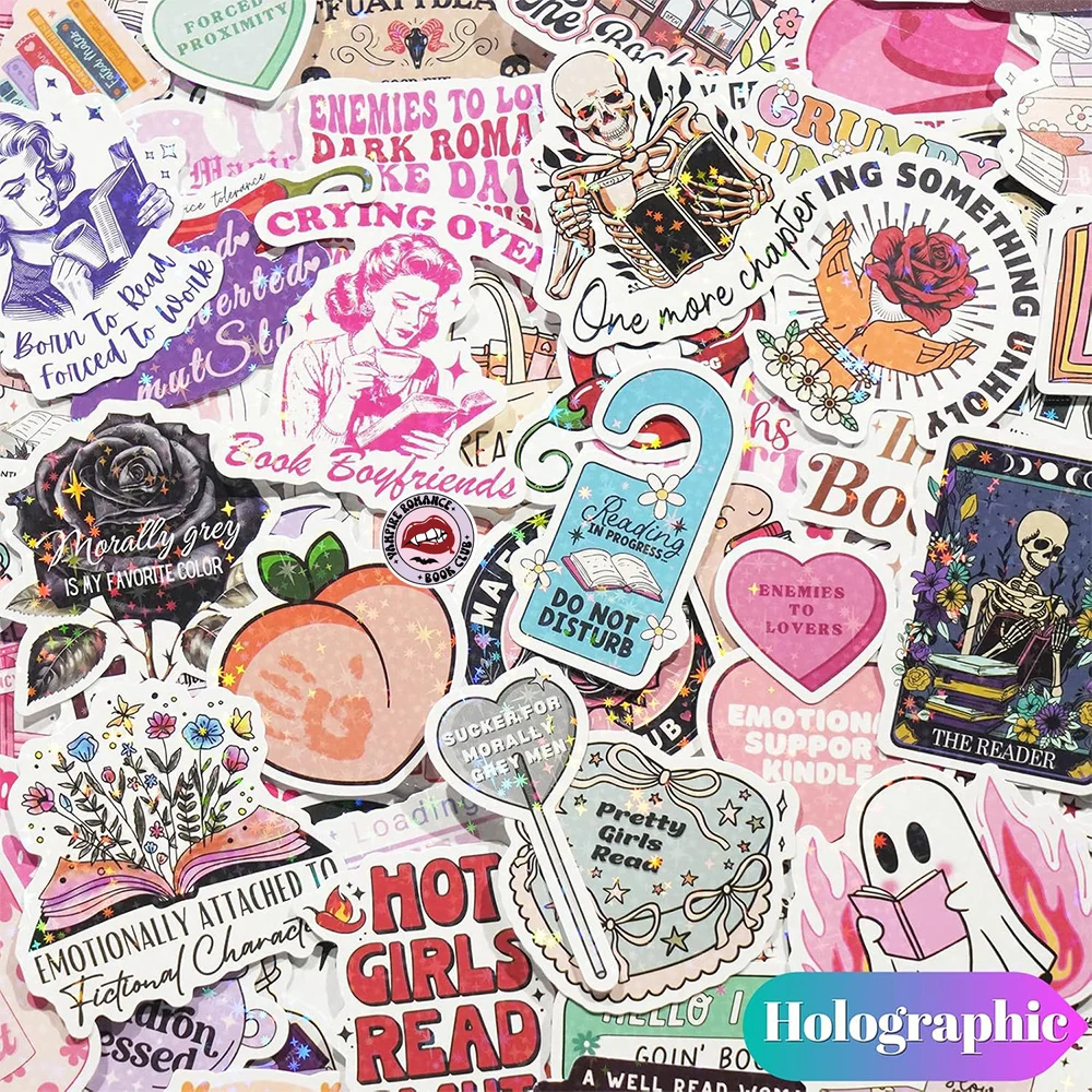 

10/30/50/100/150pcs Bookish Smut Reading Book Stickers Cool Dark Romantic Reader Cartoon Decals for Scrapbook Phone Laptop Diary