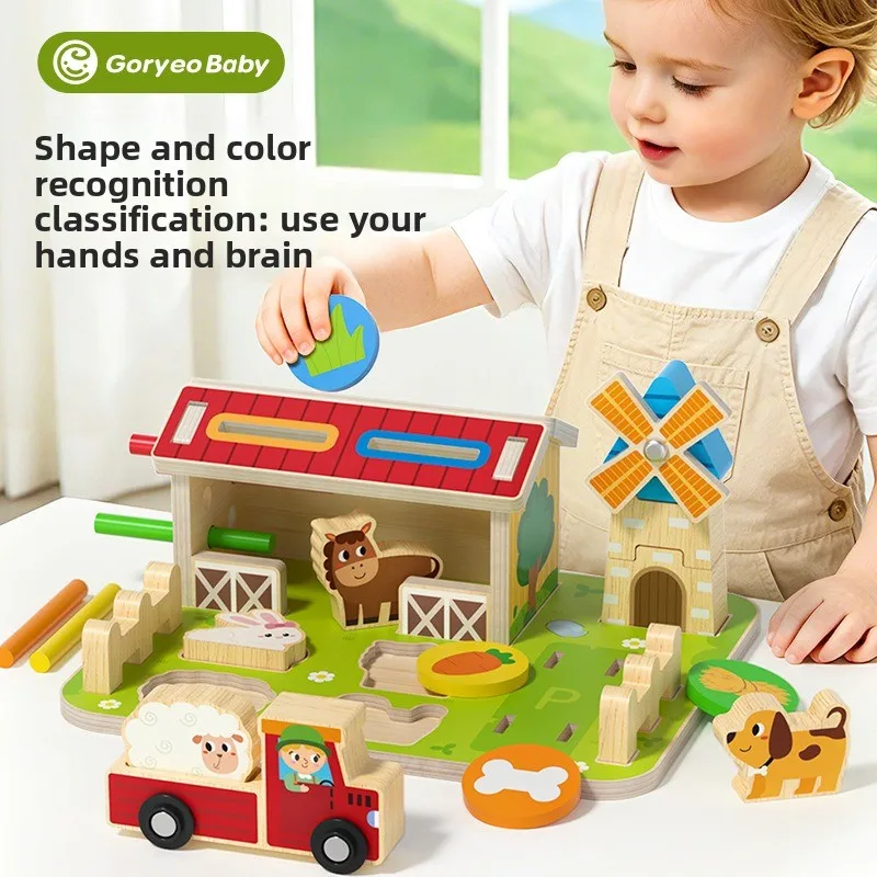 Kids Wooden Logical Thinking Game Farm Animal Scene Puzzles Build Matching Game Imagination Training Montessori Educational Toy