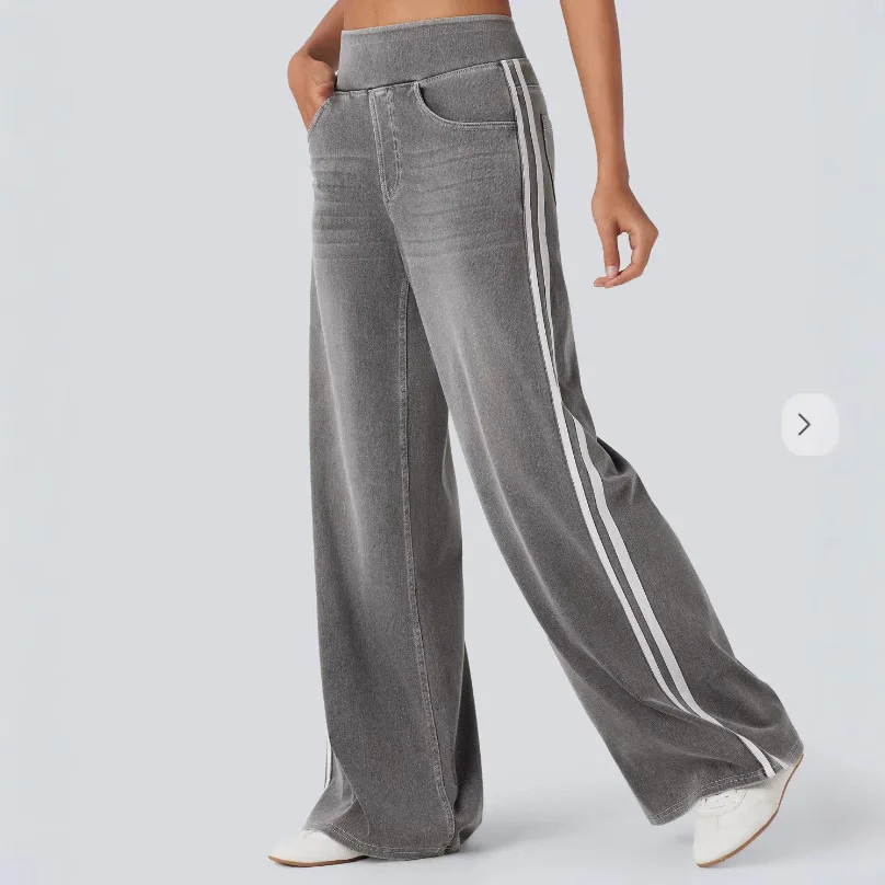 Casual Fashion Jeans Low Waist Sexy Straight Denim Pants Women's Mid-waist Loose and Thin Straight Mopping Jeans Trousers