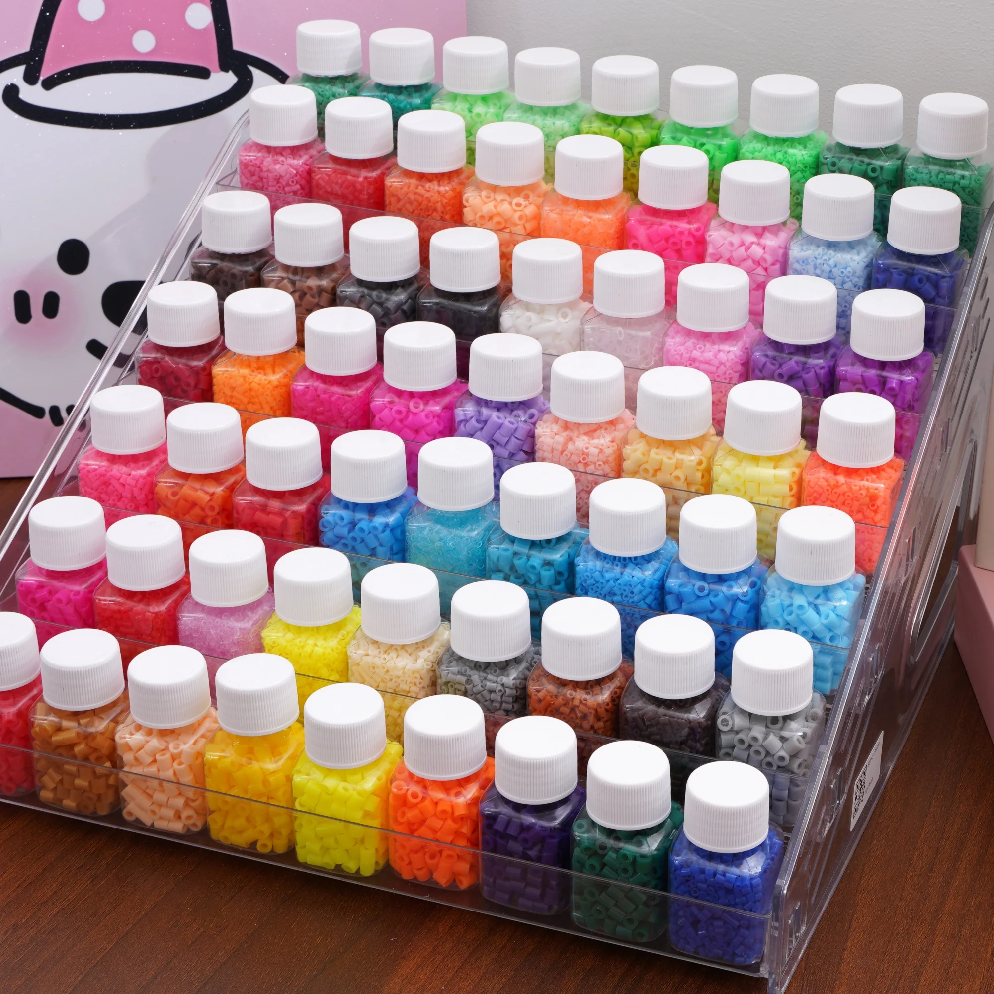 7-Tier Acrylic Bead Display Stand and PET Storage Box Set Clear Organizer for Perler Fuse Beads Seed Beads Jewelry Making Crafts