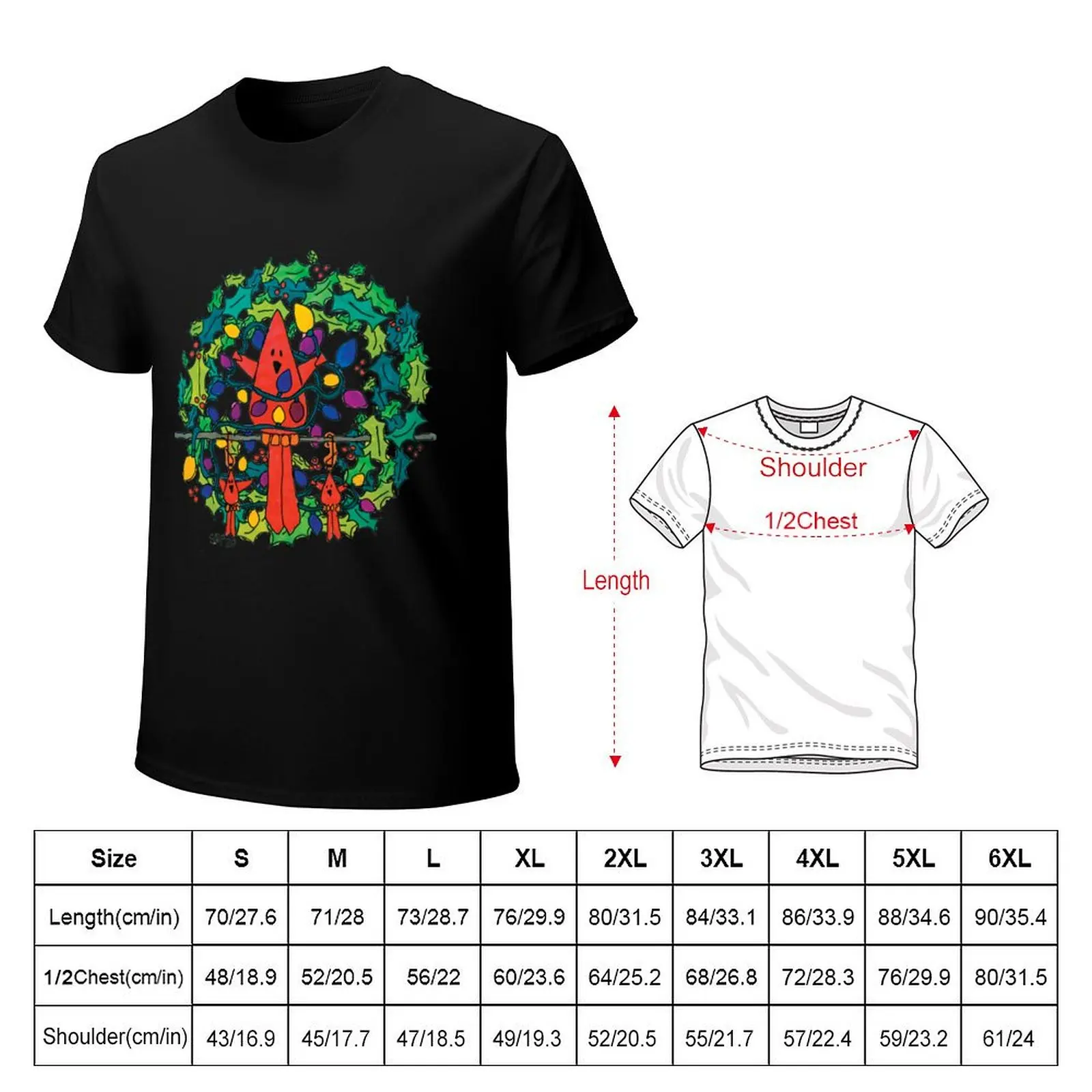 RED BIRD PUT LIGHTS ON WREATH T-Shirt Christmas Casual Tee Shirt