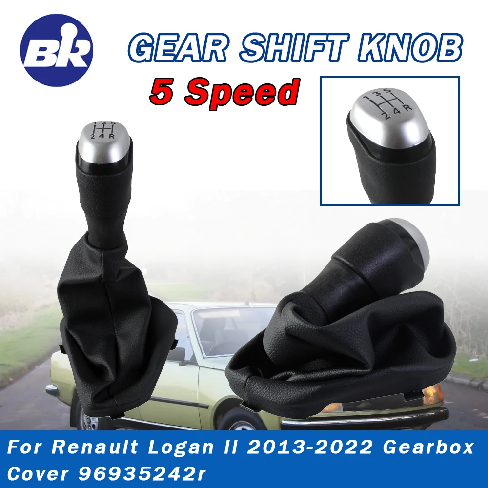 Copertura Leva del Cambio in Pelle a 5 Velocità di Alta Qualità per Renault Logan II 2013-2022