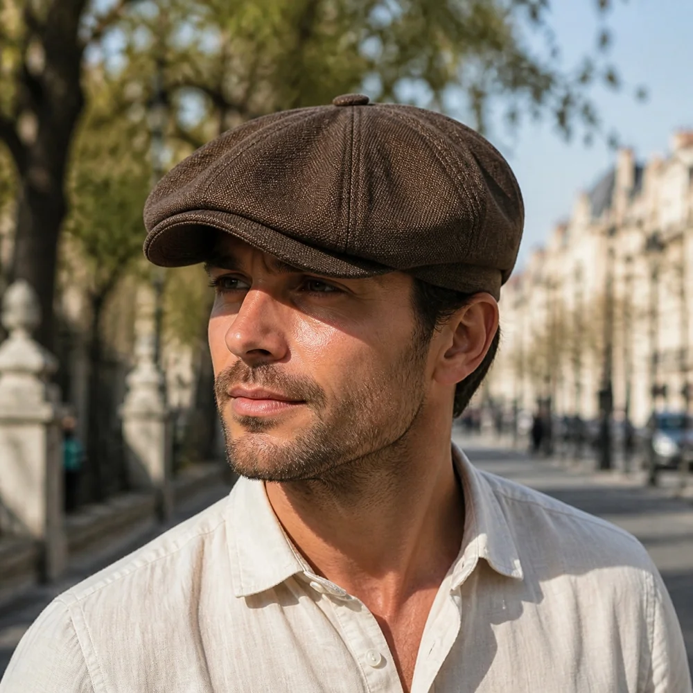 Coffee Cotton Blend Newsboy Flat Cap Casual Costume Parties Festivals Stage Photography Holiday Vintage Outfit Roleplay Festival