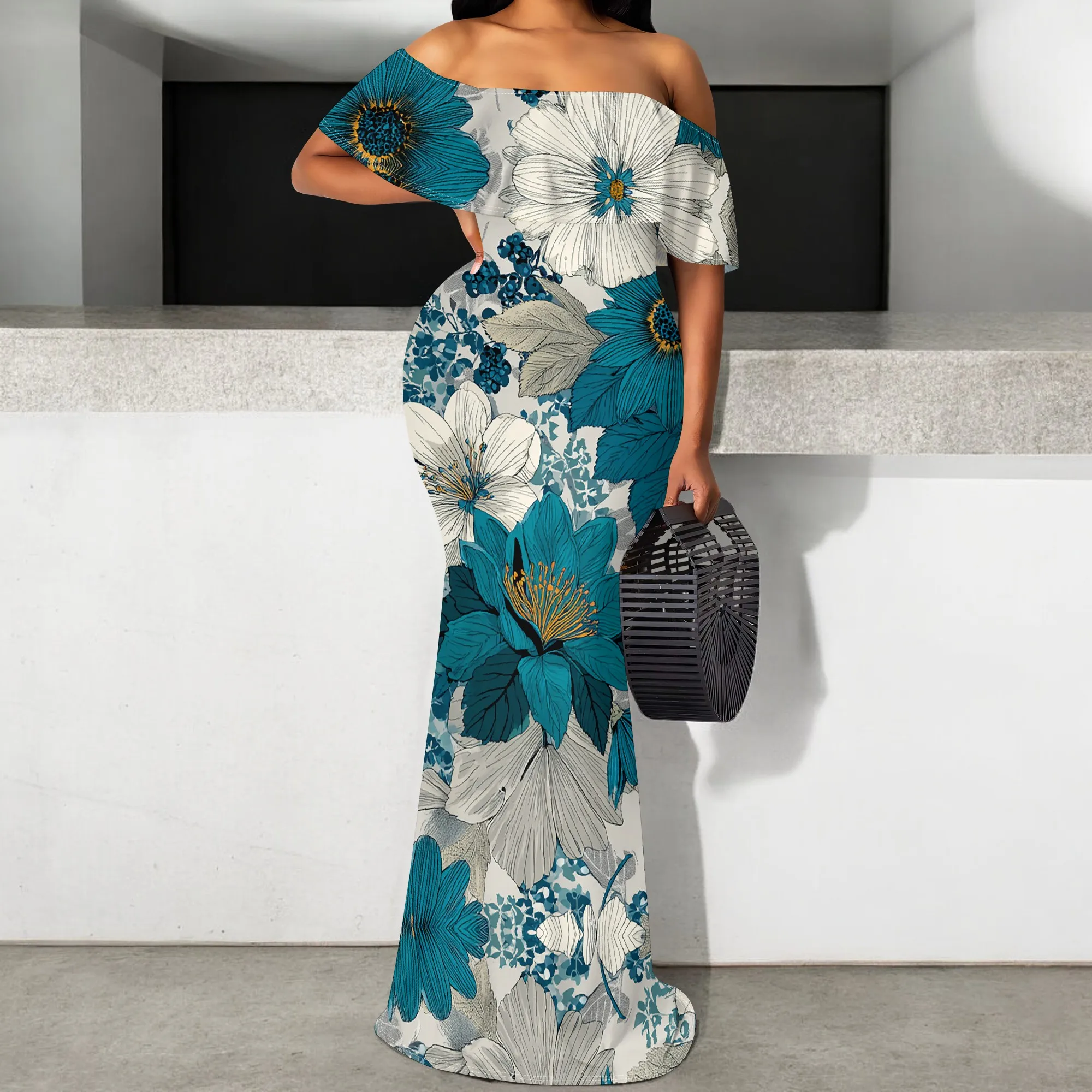 

Floral Off-Shoulder Women's Maxi Dress 2025 New Arrival S-3XL Elegant Summer Dress