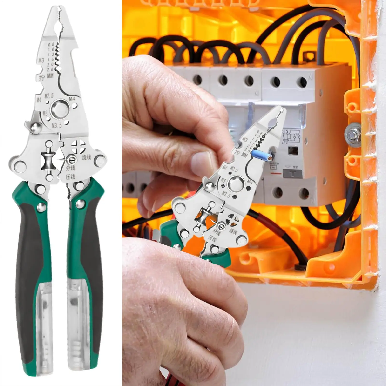 Foldable wire stripper Multifunctional Foldable Electrician Pliers Cable Scissors winding pliers crimping pliers hand tool