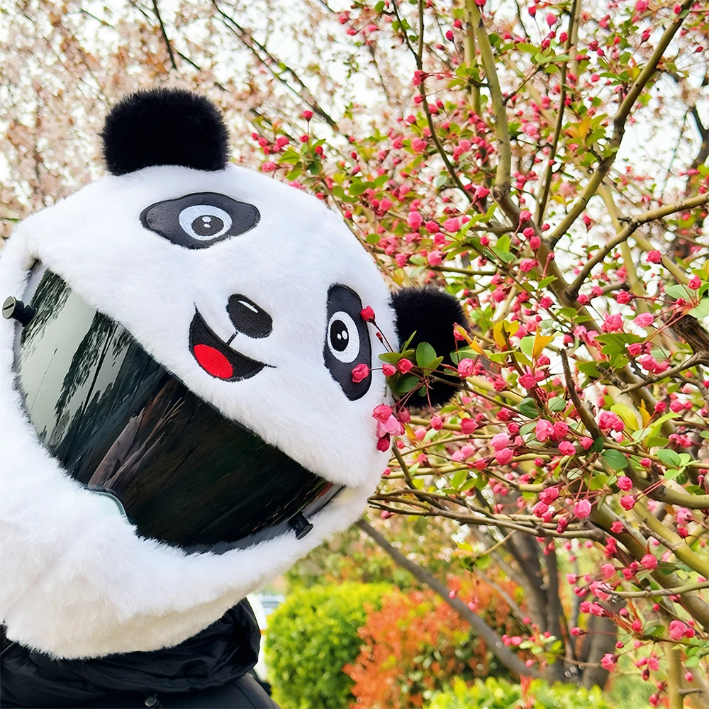 Motorcycle Helmet Decoration Plush Cover Cute Animals Mask Full Face Helm Headgear Hoods Hat Accessories Capacete Moto