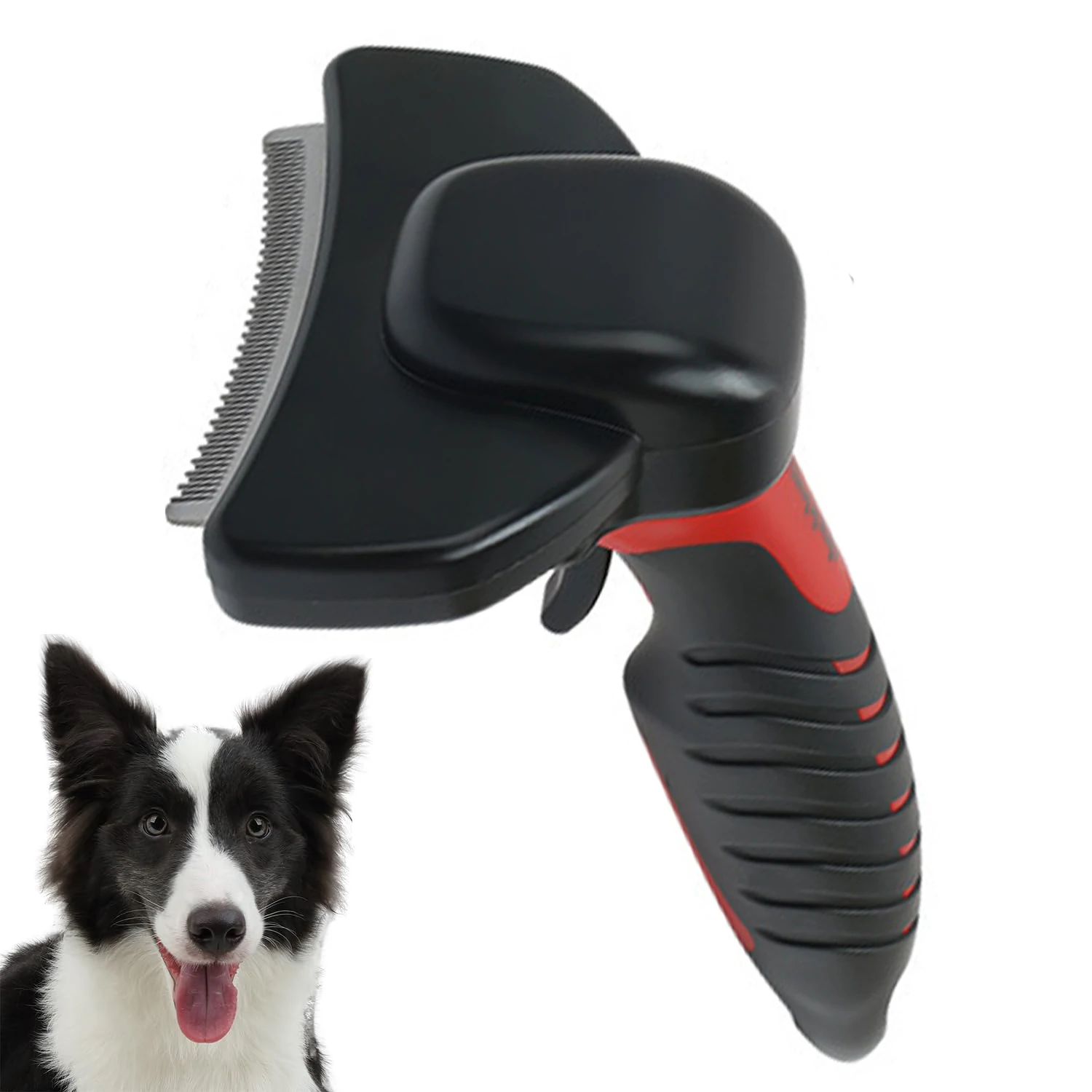 Cepillo de deshedding para perros de pelo corto, herramienta de deshedding para mascotas y gatos, mango antideslizante, aseo desediante altamente eficaz