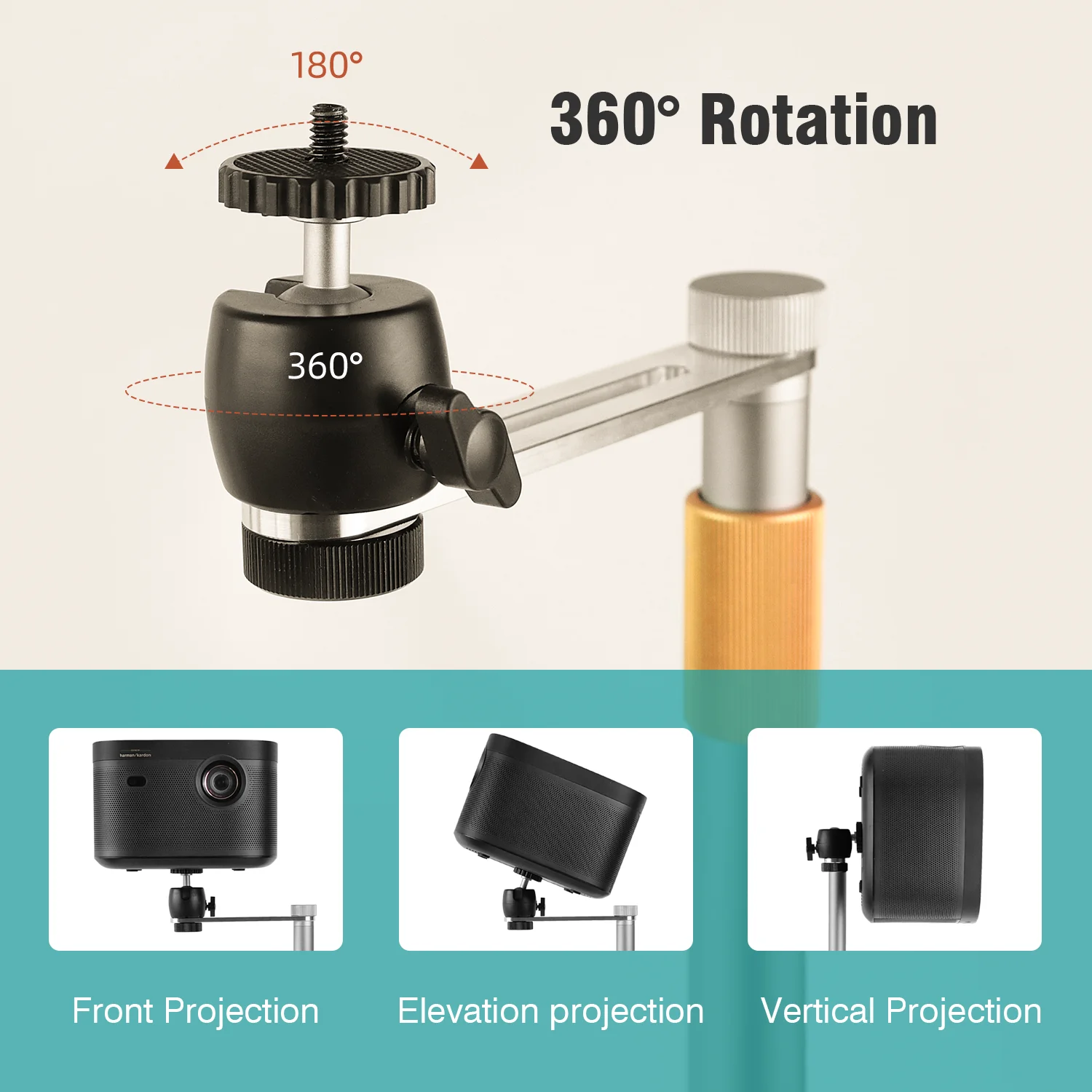 Imagem -05 - Suporte do Projetor Multifuncional para Cabeceira Desktop Sofá Cama Rotação de 360 ° Ajustável Base de Metal Grossa Suporte do Projetor