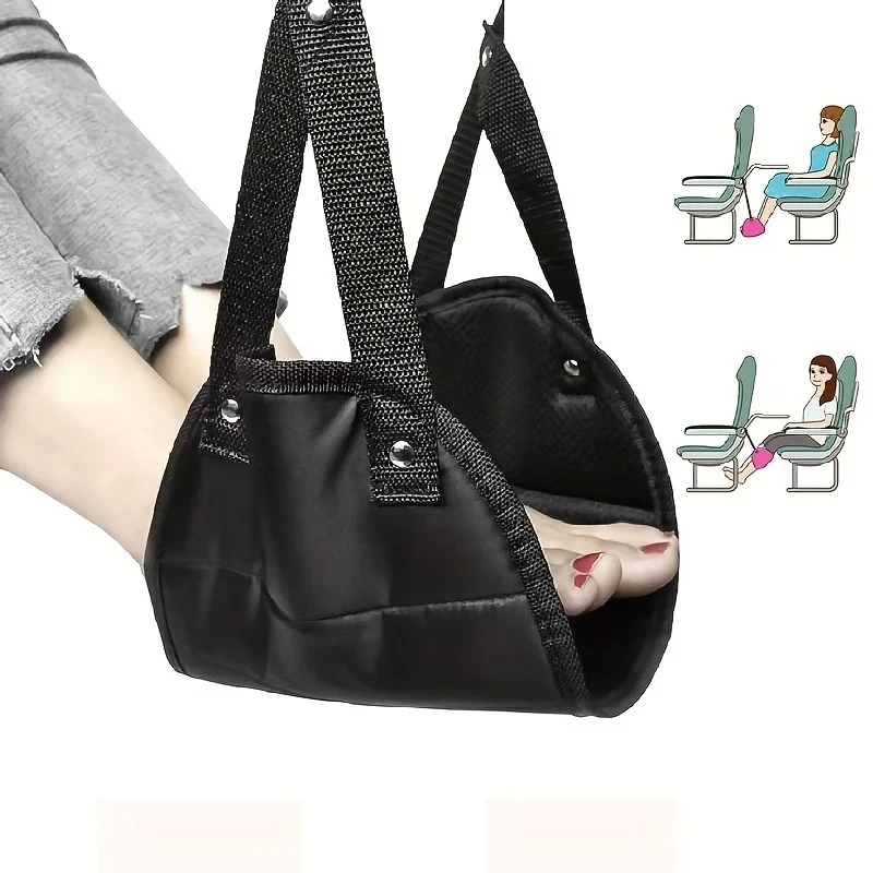 Adjustable Strap-mounted Airplane Footrest, Portable Hammock-style Leg Support Pad, Excellent Travel Essential Accessory