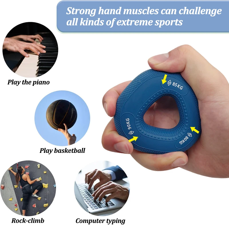 Silicone Hand Muscle Strengthener Ring Arm Carpal Strength Exerciser Hand Grip Finger Wrist Expander Workout Gripper 220LBS