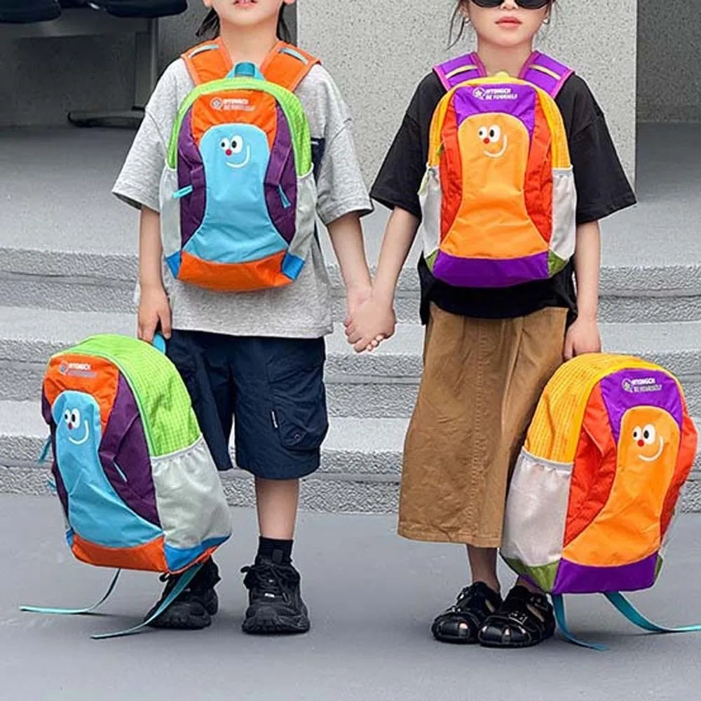 Oxford Cloth Backpack Lightweight Cartoon Primary School Bag Durable Breathable Colorblock Daypack Travel