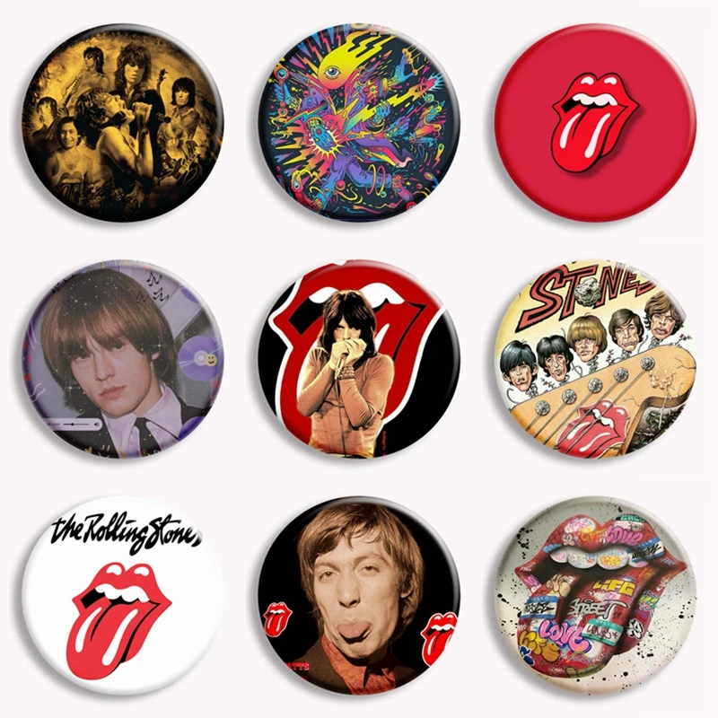 Classic Band R-Rolling Stone Lip Soft Button Pin Rock Punk Metal Aesthetic Brooch Badge Backpack Accessories Decor Fans Collect