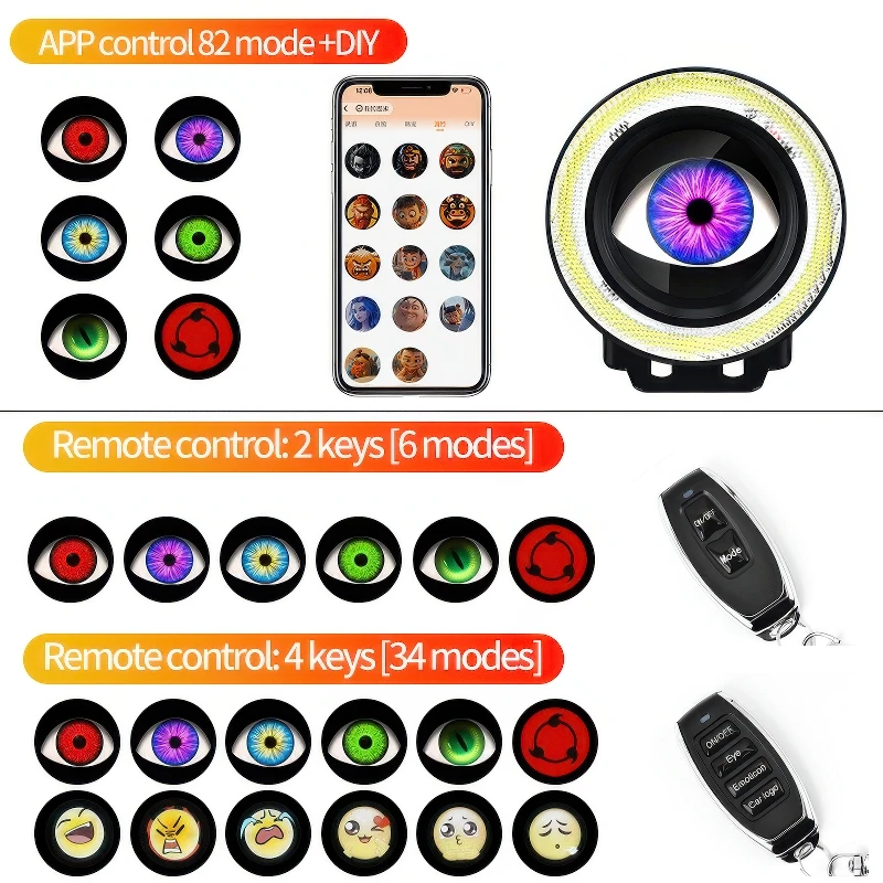 

Devil's Eye LED Car Dynamic HeadLamps Angel Eyes lamp Waterproof Headlight 82 Modes Devil Eyes Retrofit Kit For Car Led bulb