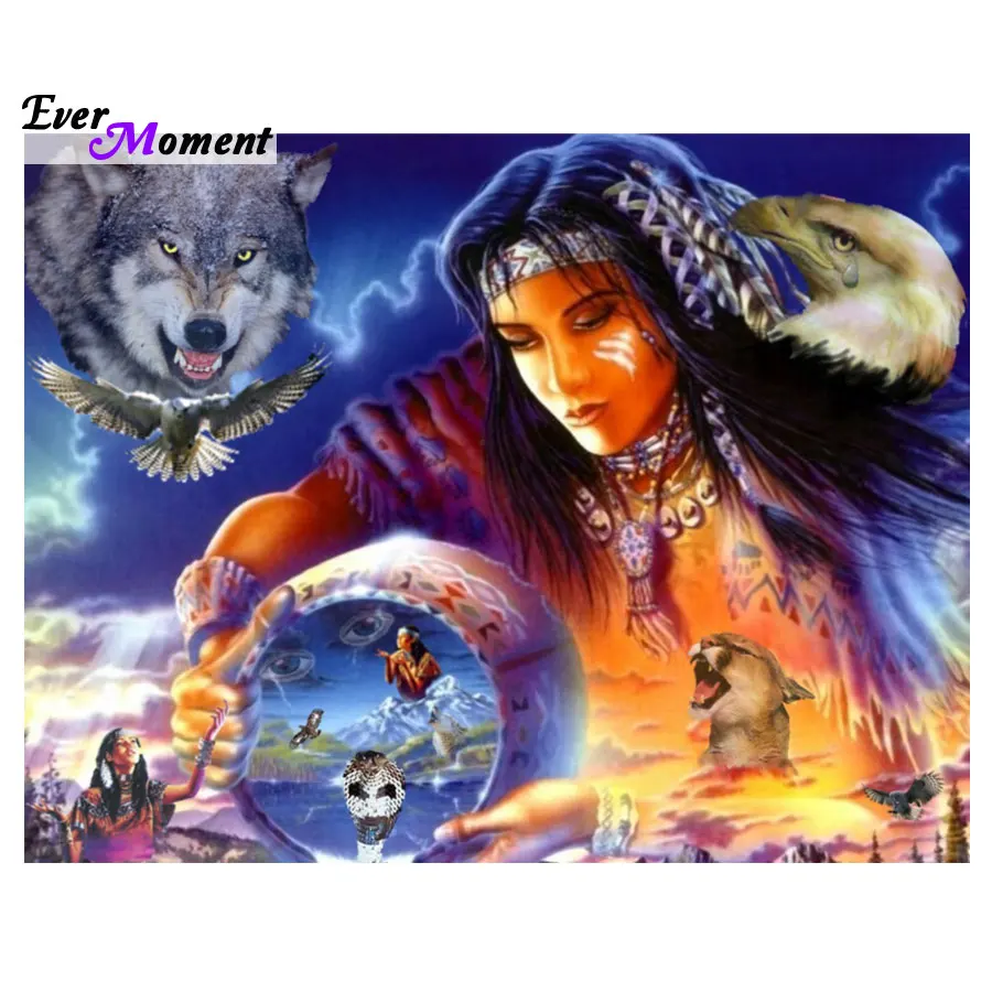 Diamond Embroidery The Spirit Of Indian 5D Diy Diamond Painting 3D Diamond Mosaic Home Decoration Needlework Crafts ASF560