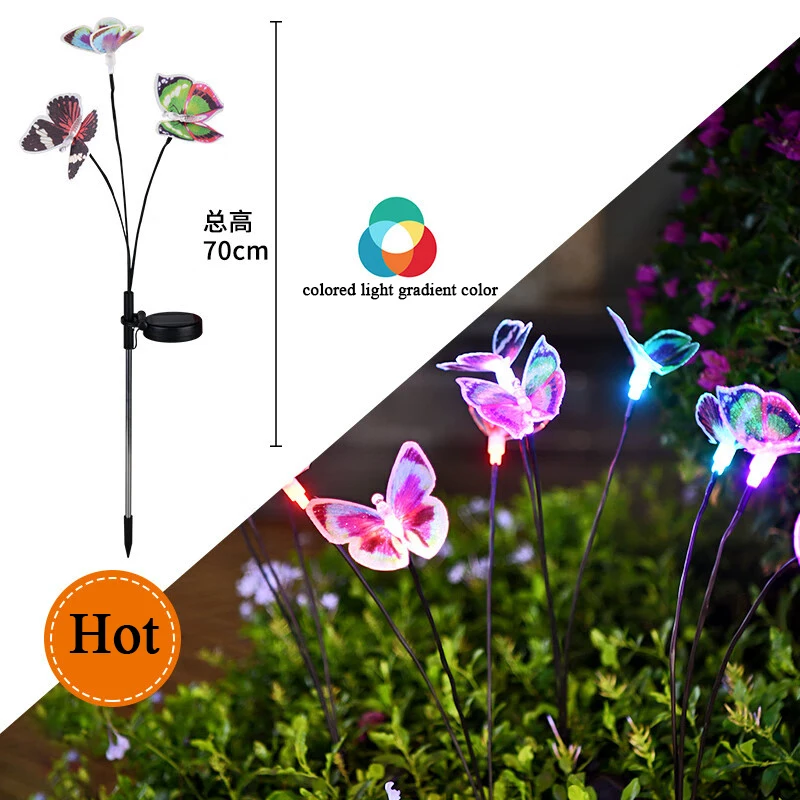 1/2pcs New Creative Solar 3-head Butterfly Light Outdoor Waterproof Garden Villa Decoration Lawn Ground Plug Atmosphere Lamp Hot