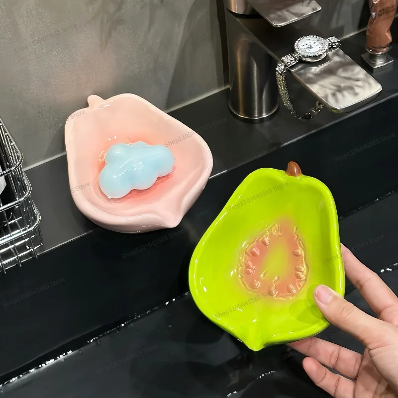 For Drain Soap Box Household No Punching Hand Washing Ceramic Soap Box Toilet Soap Drain Shelf