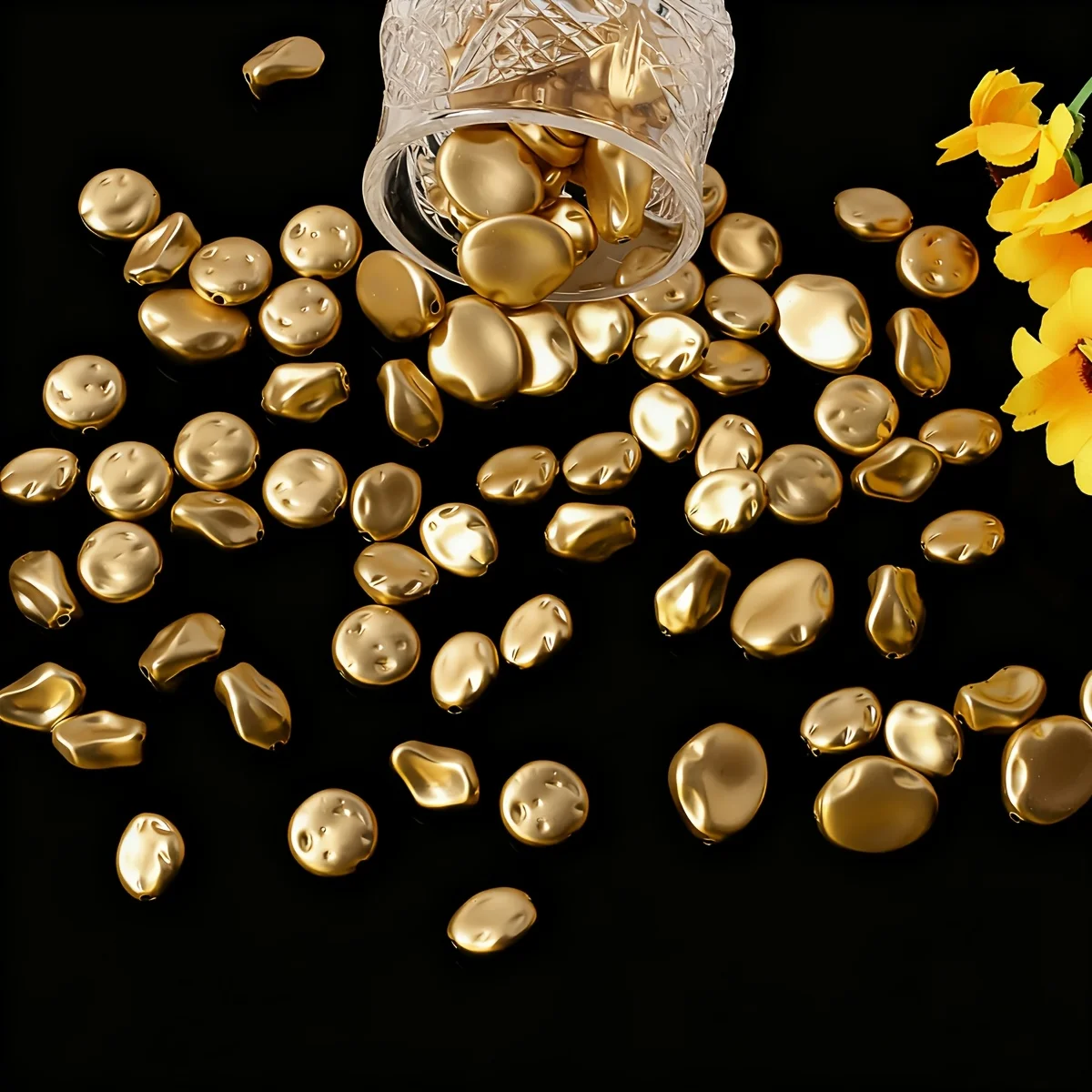 30pcsCCB Meter Beads Golden Plated Loose Beads For Jewelry Making DIY Bracelets Necklaces Accessories