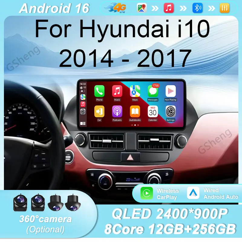 For Hyundai i10 2014‑2017 Car Radio Multimedia Player 12.3