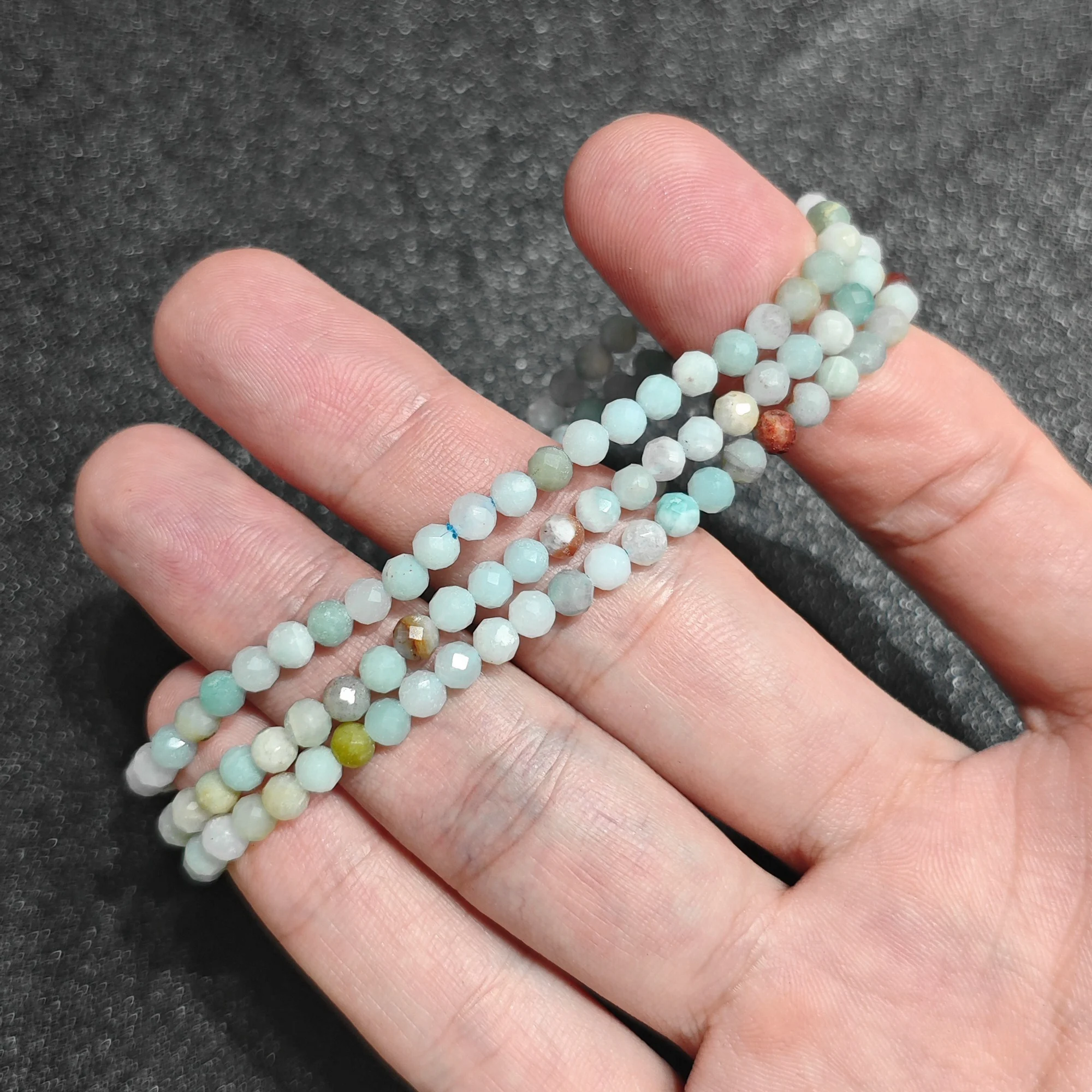 Natural Old Mine Amazonite Bracelet Faceted Small Beads Dainty Stackable Multicolor Crystal Jewelry Present Supply 1 Piece