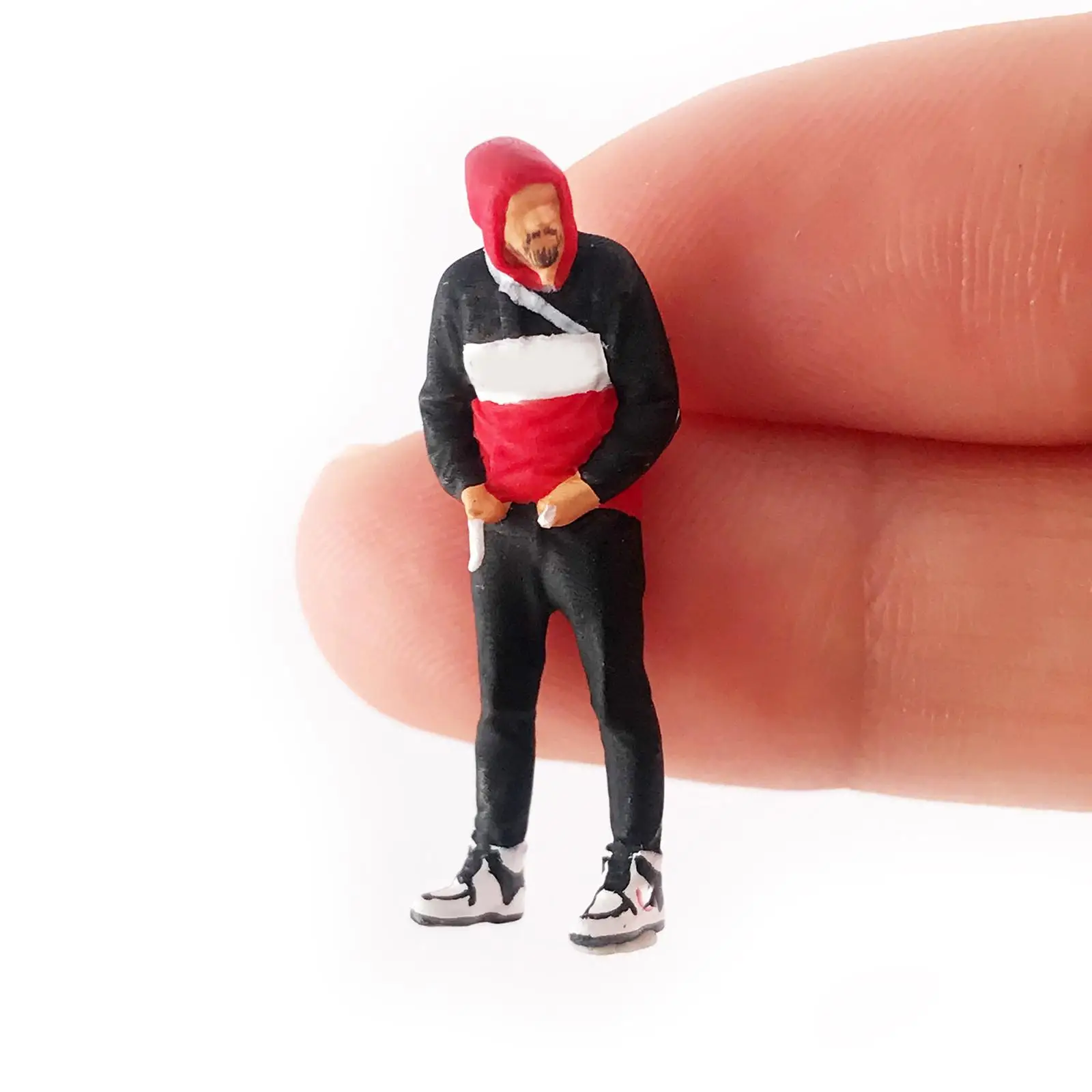 ฟิกเกอร์ขี่มอเตอร์ไซค์ขนาด 1:64 สำหรับงาน DIY โมเดลขนาด S สีดำแดง