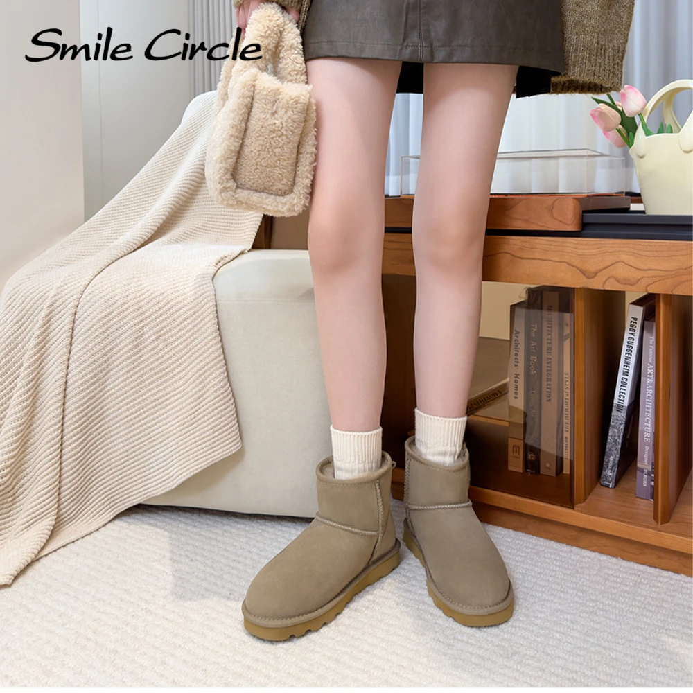 Smile Circle Classic Mini Smile Circle Classic Mini Snow Boots Women Sheepskin Wool Winter Shoes Lightweight and Warm Ankle Boot