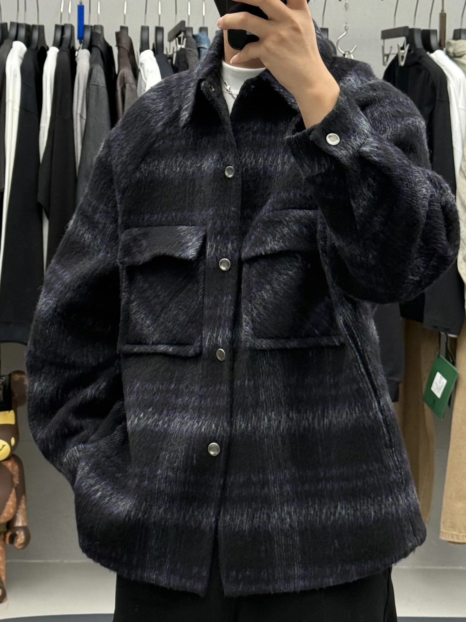 

High-End Luxury Vintage Plaid Double-Sided Woolen Coat Men's Autumn Winter Thi Warm Loose Camel Hair Jaet