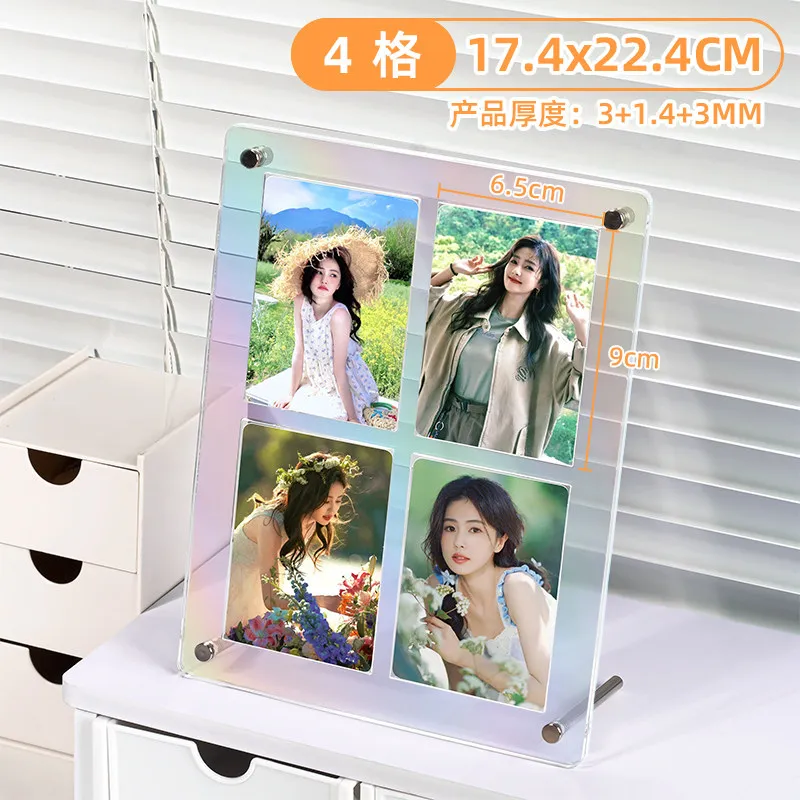 HD Acrylic Four/Nine/Six Grid Card Holder Display Stand, Desktop Photo Frame Album for 3/3.5in Polaroid TCG Anime Idol Cards