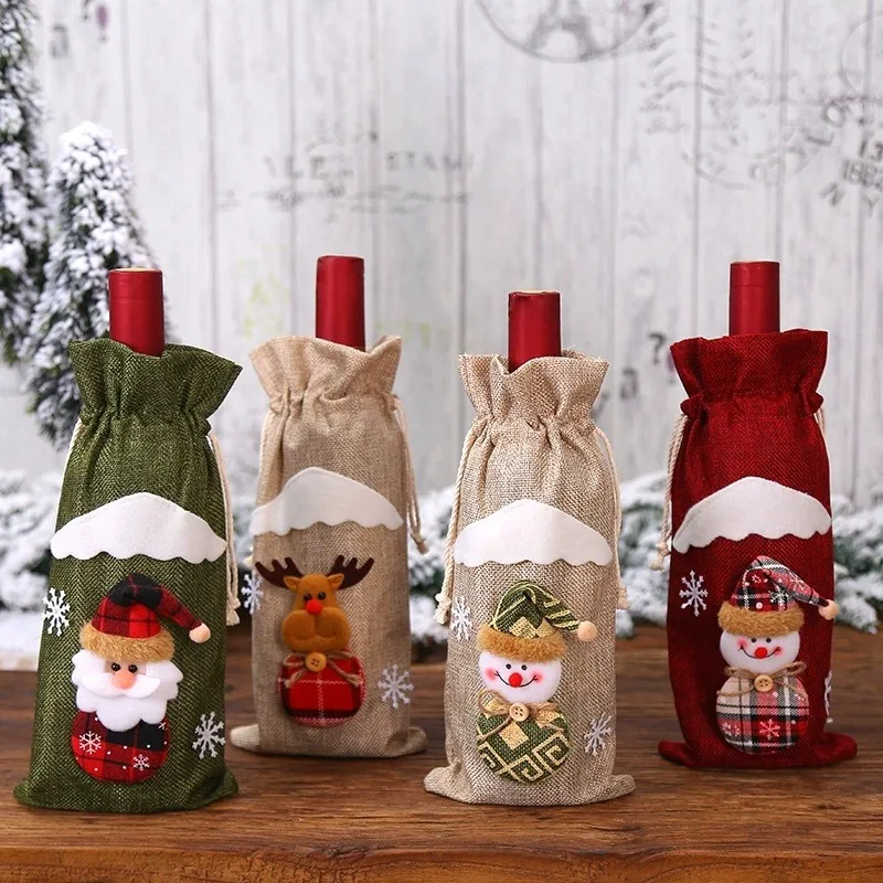 

Linen Elderly Doll Wine Bottle Set (Wine Bag Included):Christmas Decoration Supplies Suitable Holiday Hotel Decor Festive Use