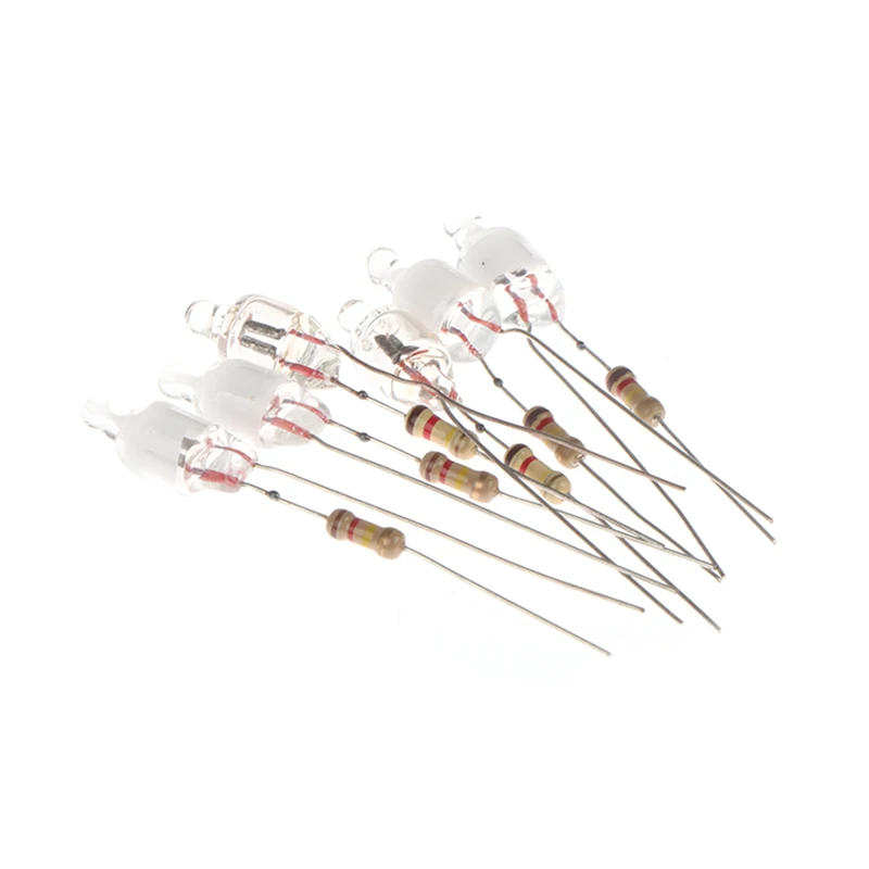 10Pcs Neon Indicator Light Green Red Blue Signs 6mm Neon Lamp Glow 2 Copper Wire 6X13mm Neon Indicator Bulbs