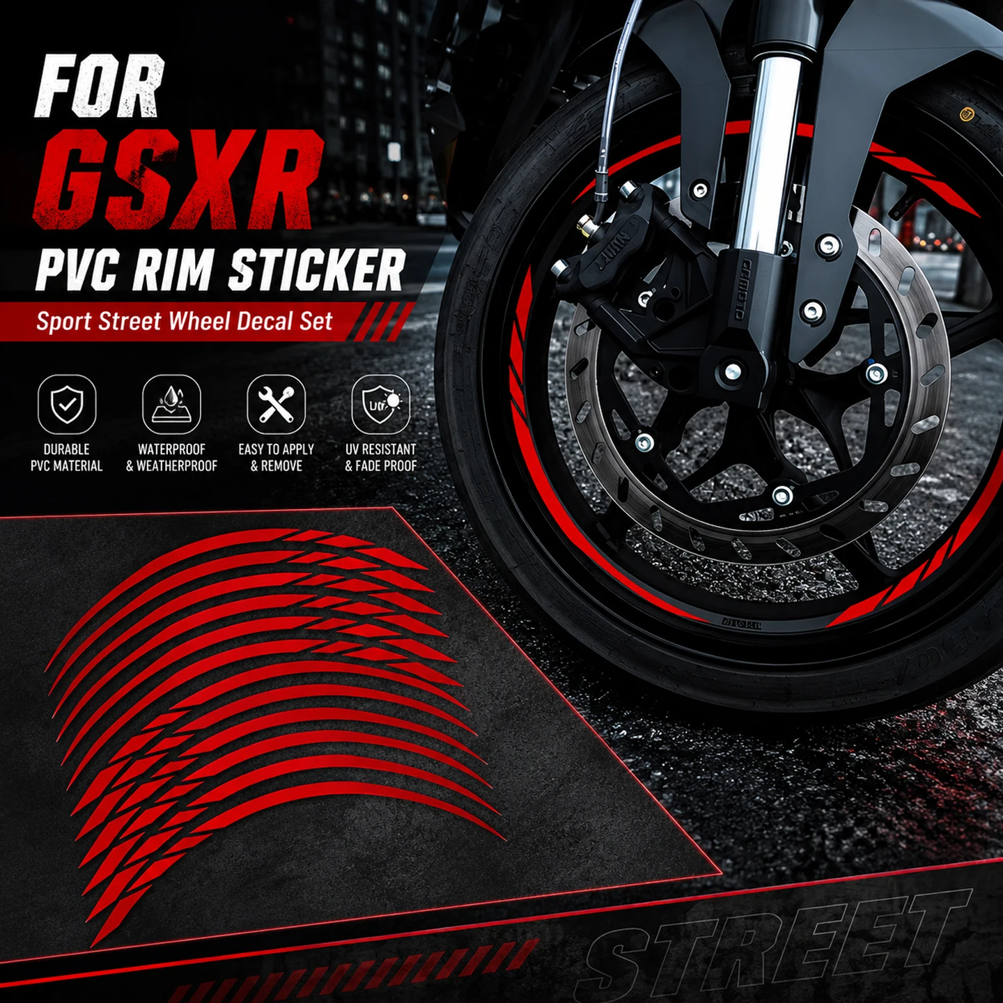 Pegatinas Reflectantes para Ruedas de Motocicleta GSXR 600 750 1000 150 GSX-R K1 K3 K4 K5 K6, Adhesivos para Llantas, Cintas Decorativas para Rines
