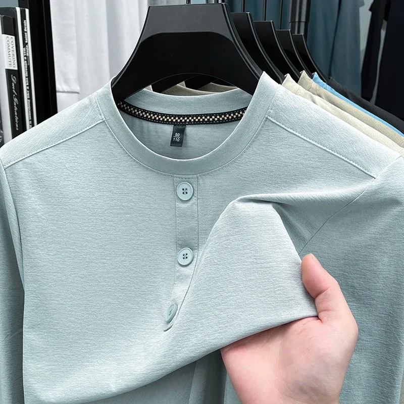 Men's Fashion Henley Neck Sweatshirt With Button Detail Soft Fabric For Daily And Leisure Activities