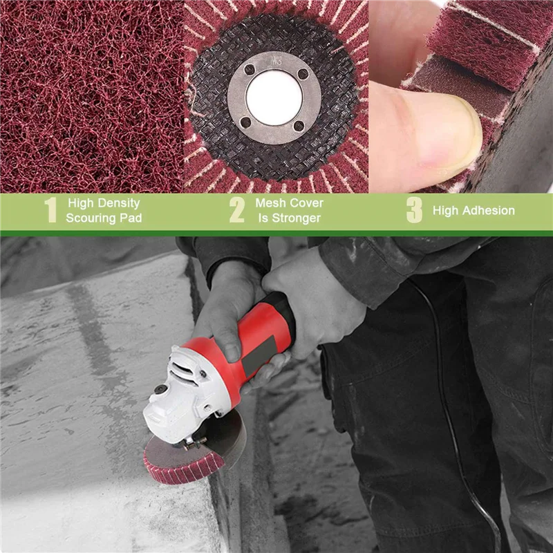 

24PCS 4 Inch 240 Grit Red Nylon Fiber Flap Discs With Sandpaper,Perfect For Paint Remove & Tube Polishing-A73I