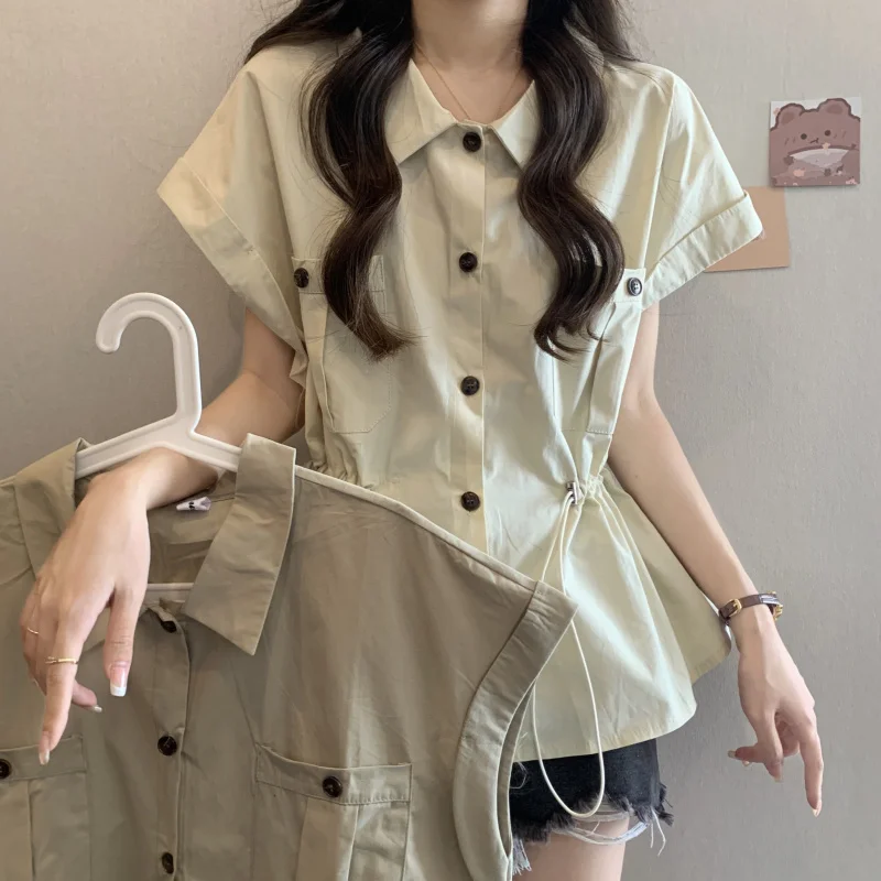 Damskie bluzki z krótkim rękawem, szyfonowe, patchworkowe, z marszczeniami, krótkie, w stylu ulicznym, romantyczne, francuskie, artystyczne, miejskie, modne, nowoczesne, proste.