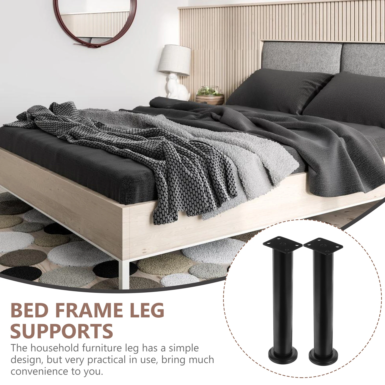 4Pcs Solid Furniture Legs Adjustable Height Bed Frame Support Heavy Duty Table Leg Replacement Practical Chair Leg Extenders