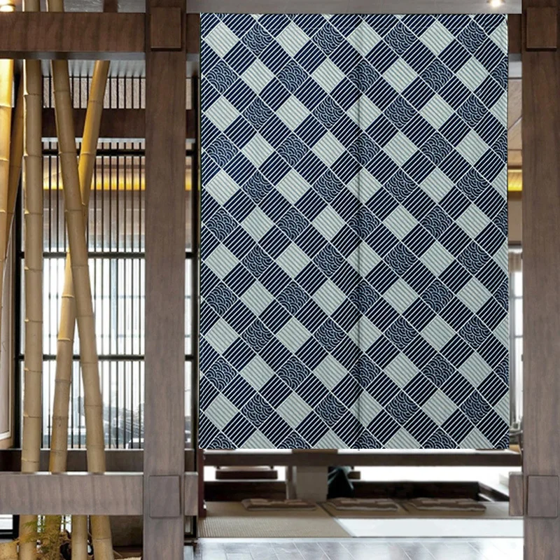 Japanese Printed Short Cloth Partition Curtain Homestay Hotel Door Curtain for Living Room Kitchen Shading Opaque Window Drapes