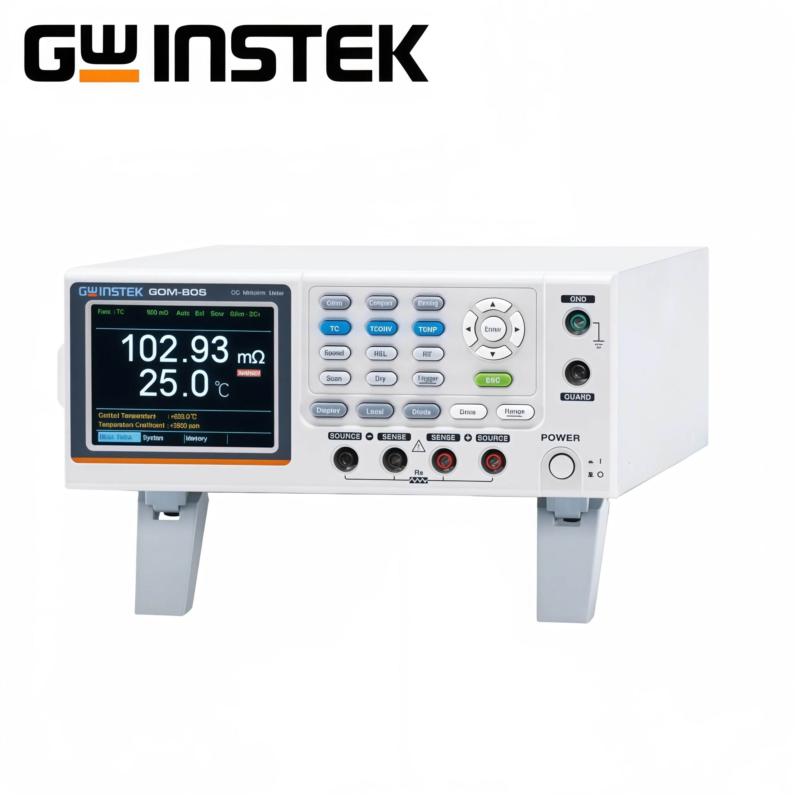 GW Instek GOM-805 DC Micro-Ohmmeter: Four-wire delay resistance measurement; GOM-804: Temperature compensation measurement