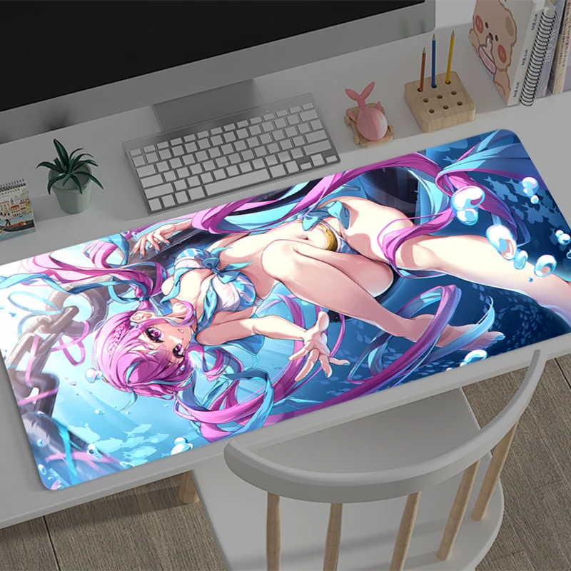

Gaming Mouse Pad Hololive Minato Aqua Gamer Computer Accessories Keyboard Table Mat Mousepad Company Desk mat PC Anime Mousepad