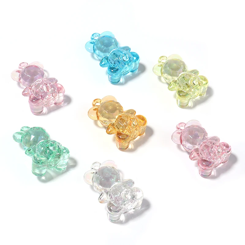 10Pcs/Lot Acrylic Transparent Bear Pendants 29x20mm,Hole 2.2mm For Jewelry Making DIY Necklace Accessories For Women/Men