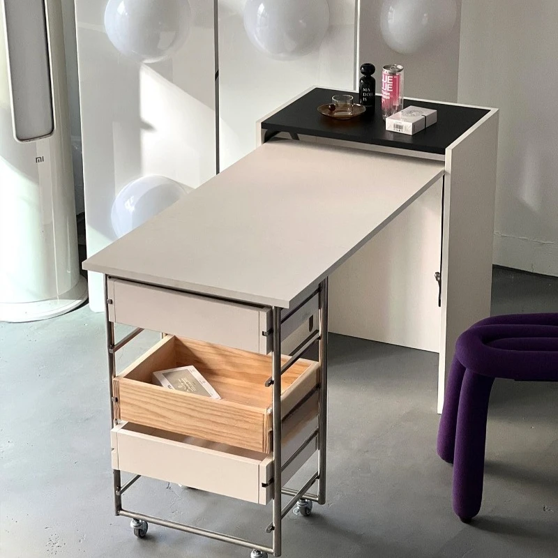 Medieval folding table, multifunctional rectangular invisible bedside table