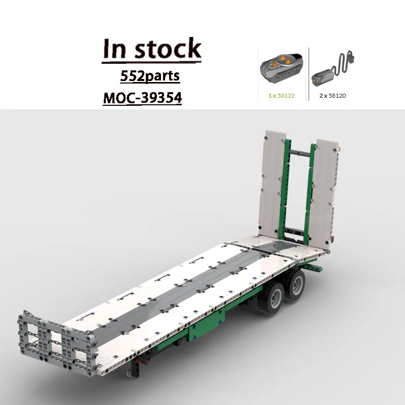 

MOC-39354 New Remote Control Powered Low Bed Trailer 552 Parts MOC Creative Boys Children's Birthday Building Block Toy Gift