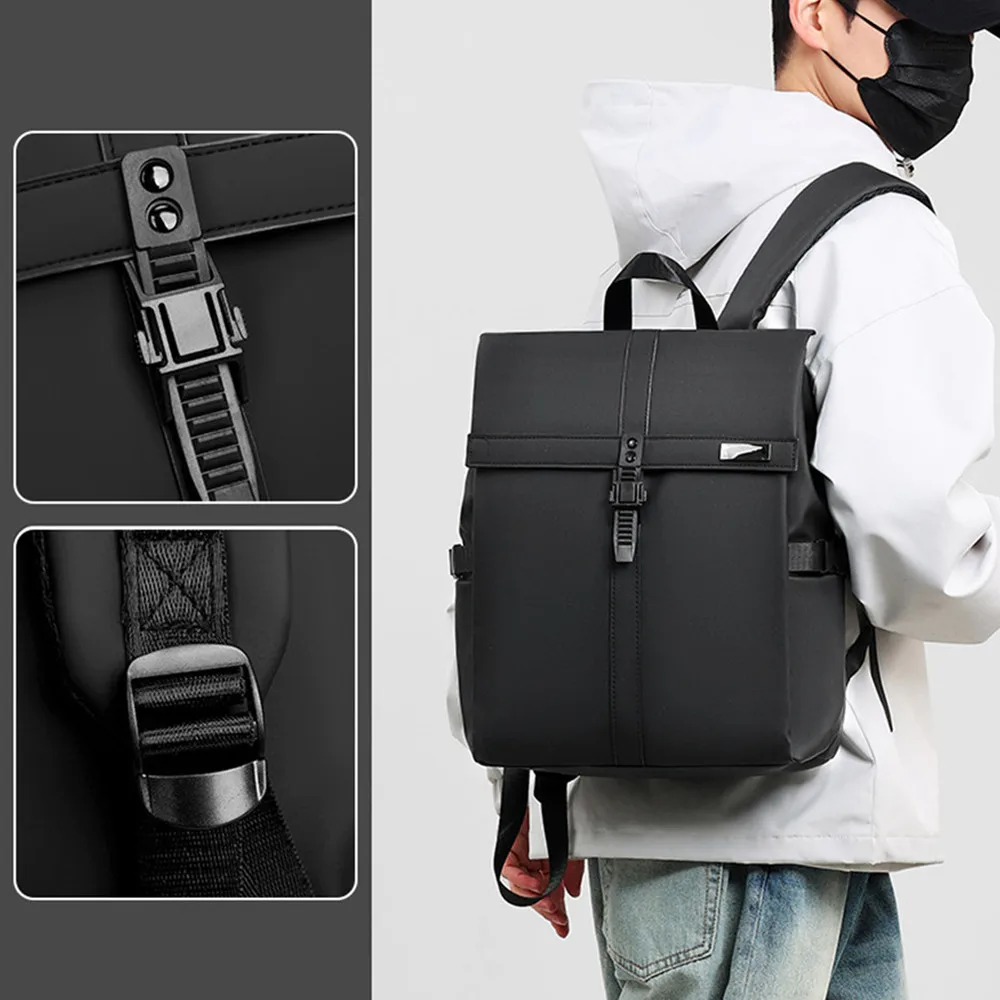 Men Casual Flip Backpack 15.6 Inch Laptop Backpack Waterproof Business Travel Rucksack Adjustable Shoulder Strap School Daypack