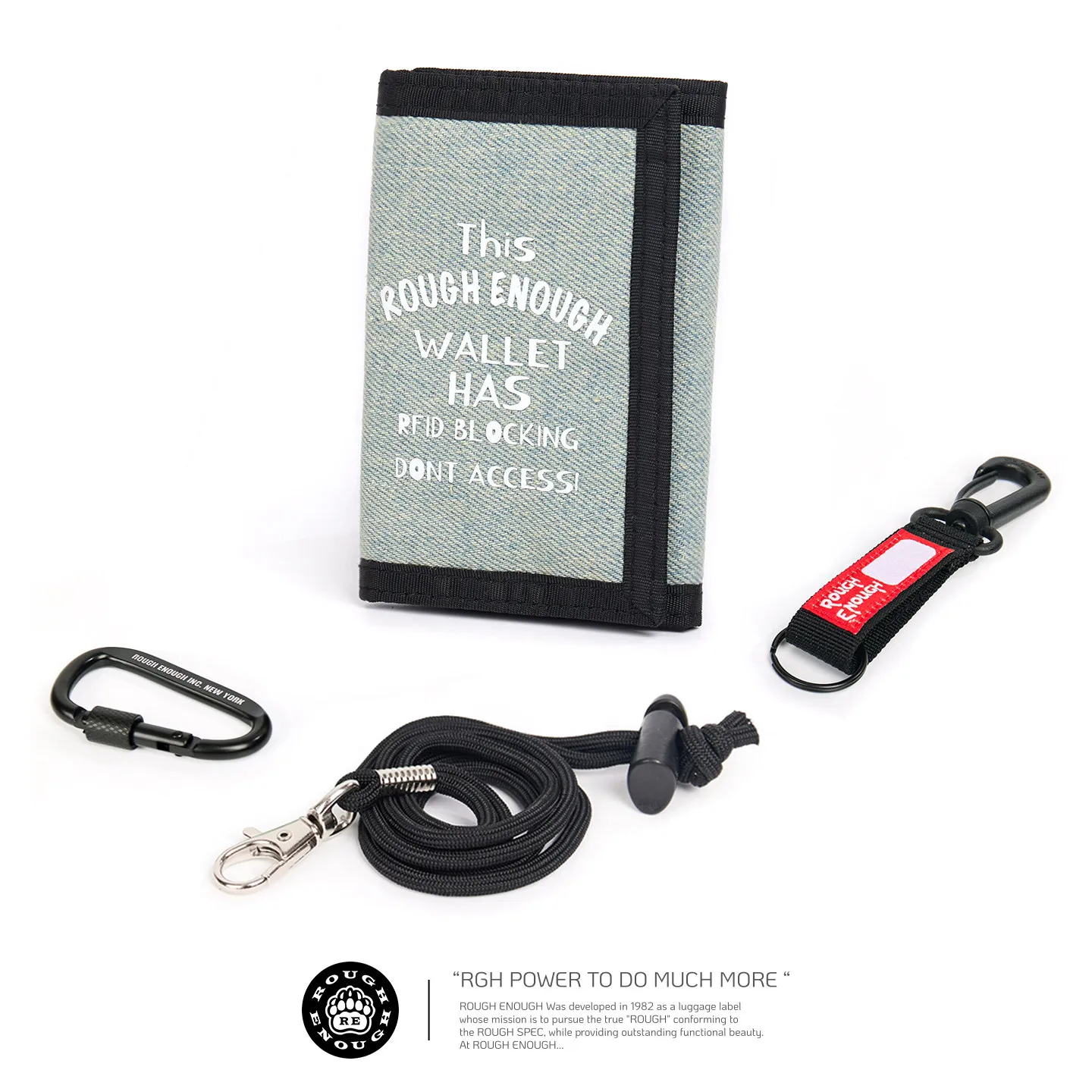 RGH RFID Blocking Wallet Unisex Denim Canvas Foldable Purse Multifunctional Outdoor Card Coin Integrated Money Clip