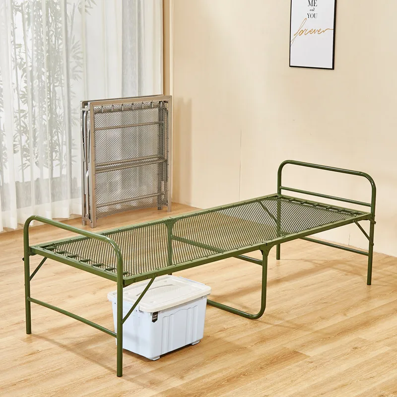 Folding bed reinforced double wire steel wire bed, spring bed, soft , single lunch break , escort , simple iron bar