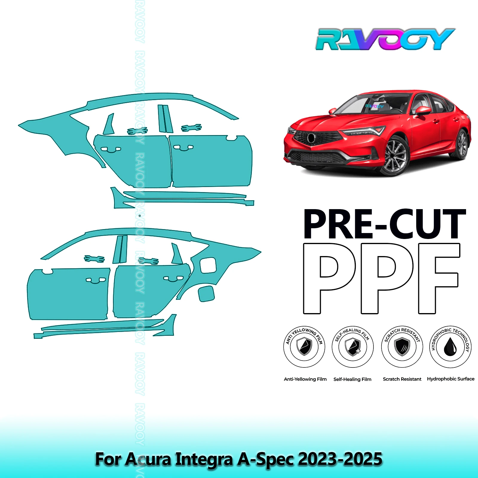 

Clear Matte Pre-Cut PPF Door & A/B Pillar Kit TPU Paint Protection Film Set For Acura Integra A-Spec 2023-2025