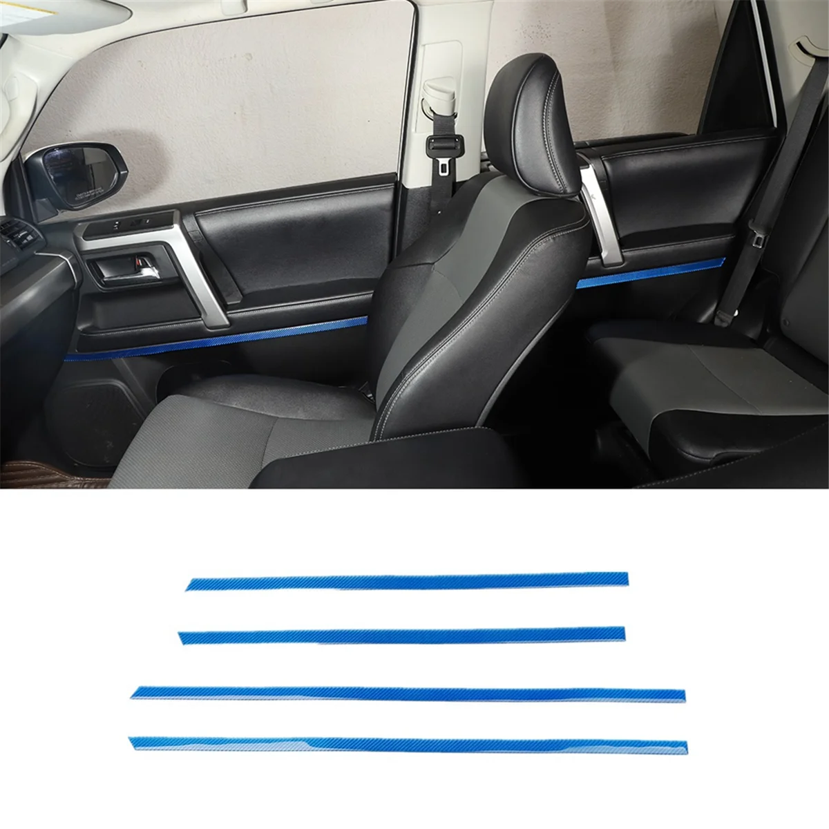 For 4Runner 2010-2023 Carbon Fiber Car Door Strips Trim Decoration Cover Sticker Interior Accessories