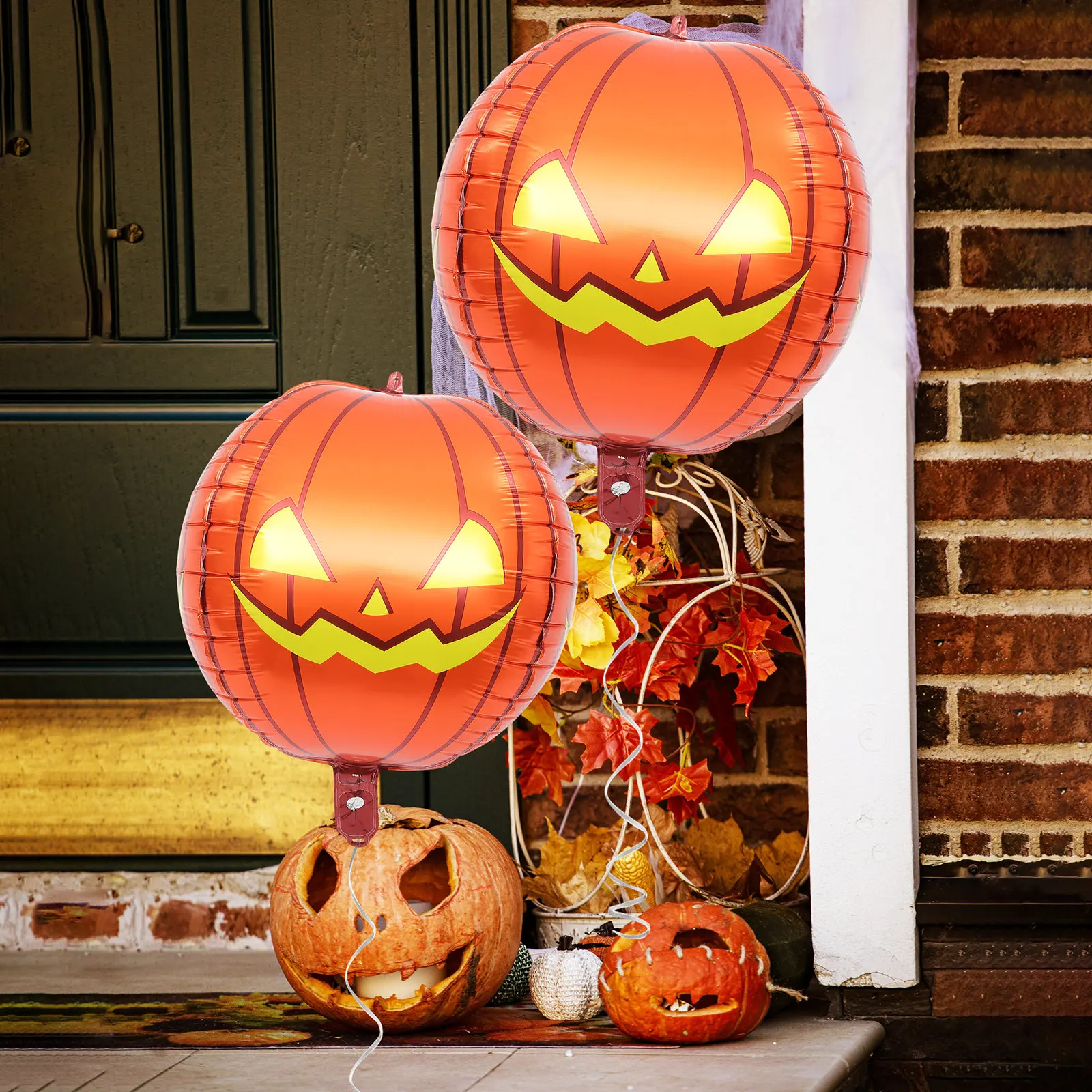 10pcs Pumpkin Balloon Halloween Inflatable Decorative Props Aluminium Film Party Supplies Haunted House Decoration